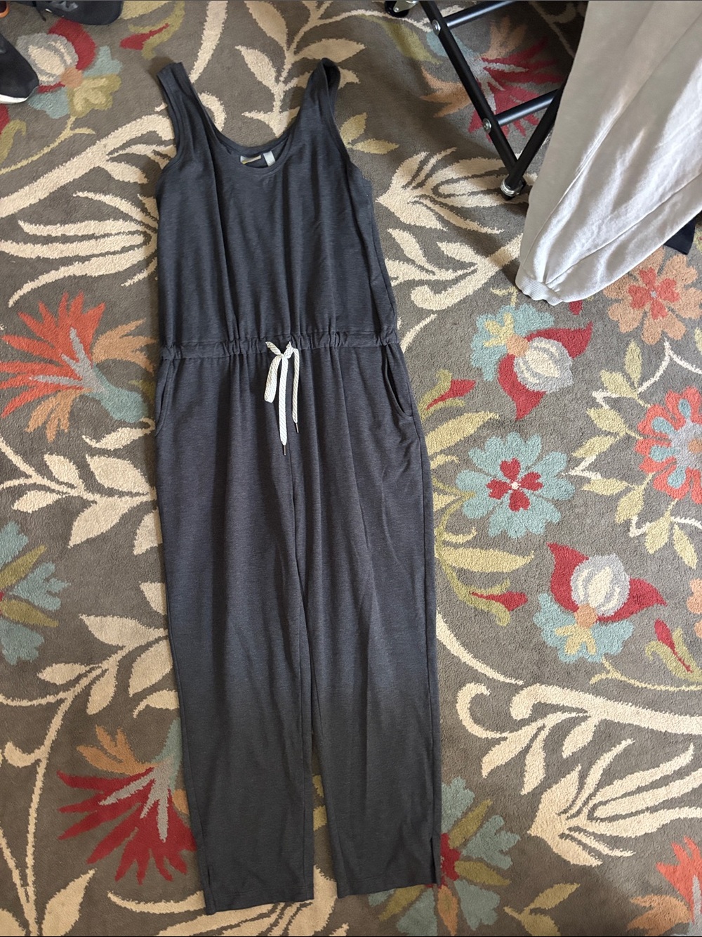 Zella Dark Gray Sleeveless Jumpsuit with Drawstring